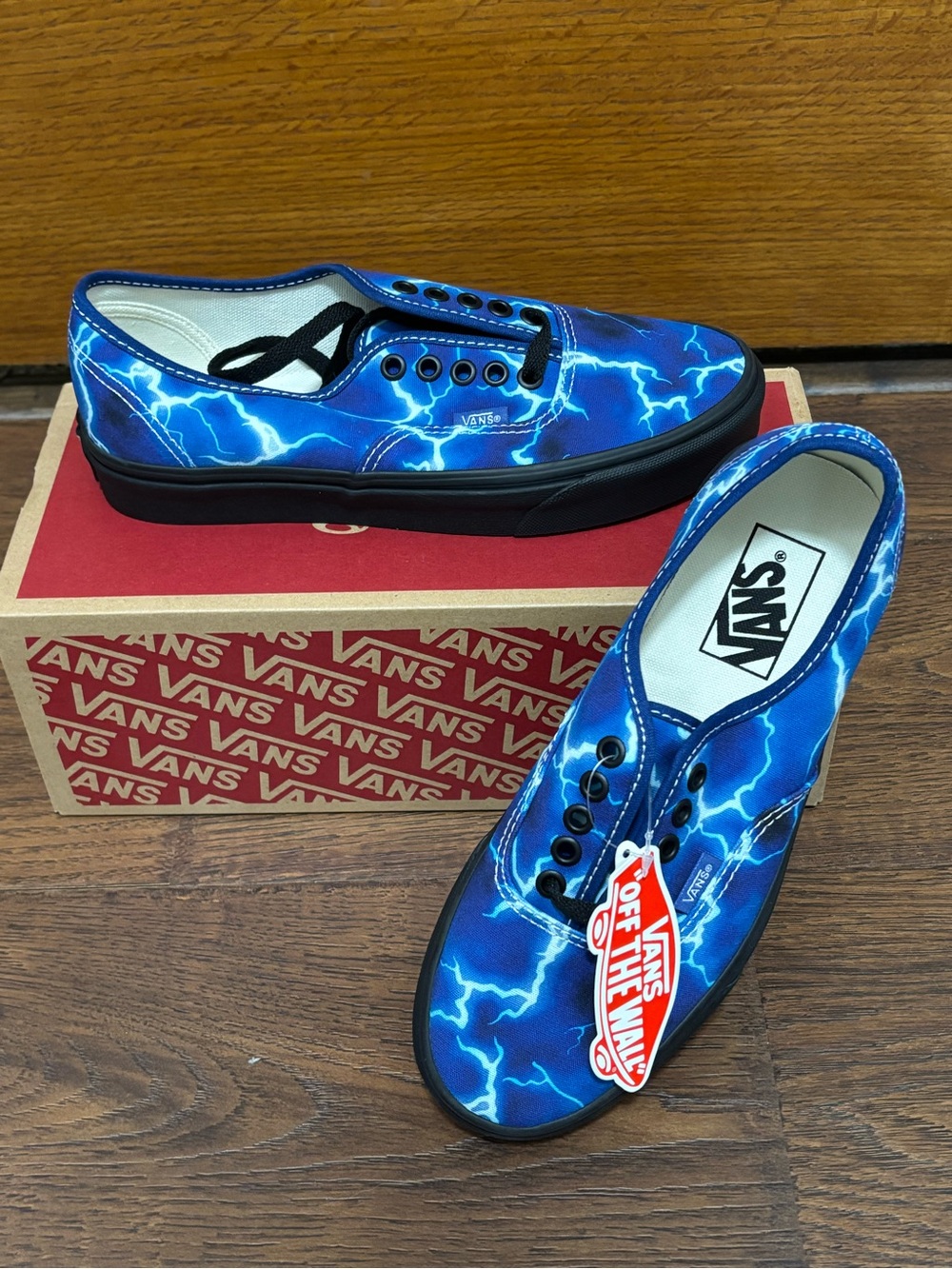 Vans Authentic Lightning Black Blue Sneakers Mens 6.5 Women 8